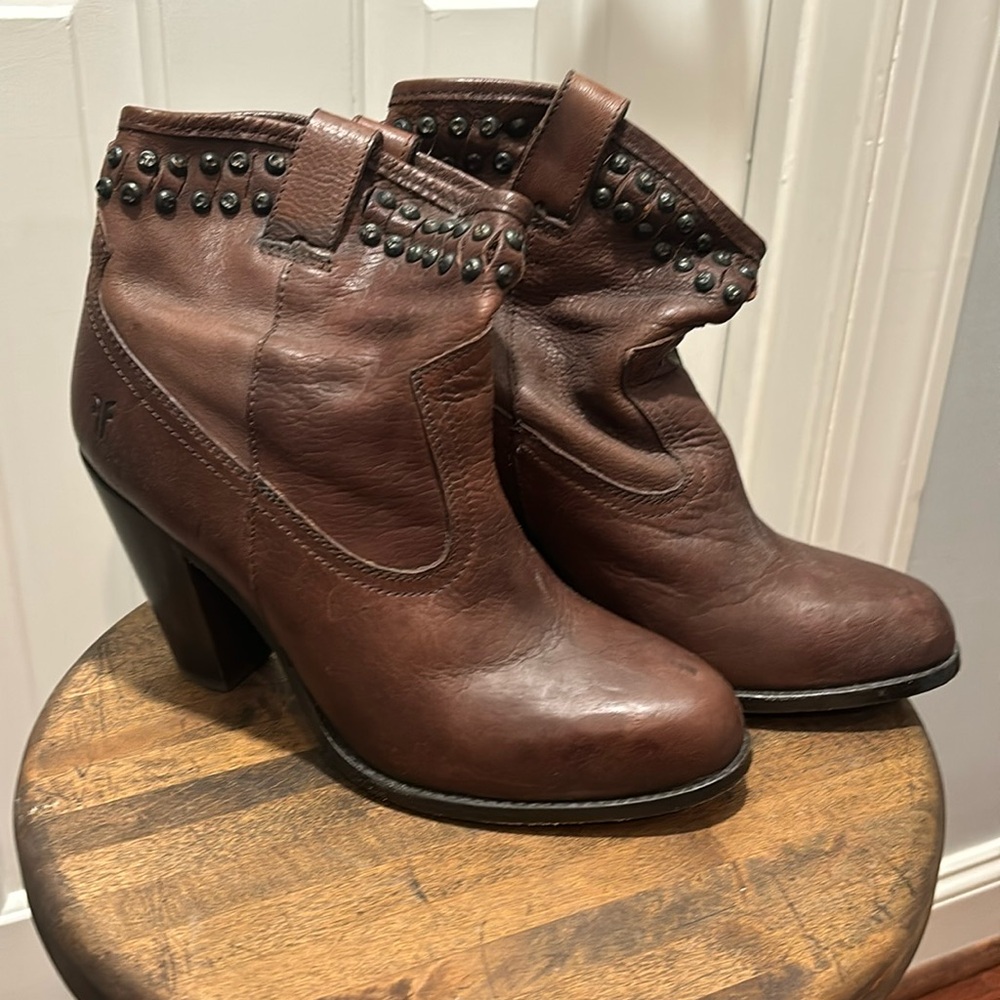 Frye Booties- size 9.5. Jenny Cut Studded Cowboy Boots